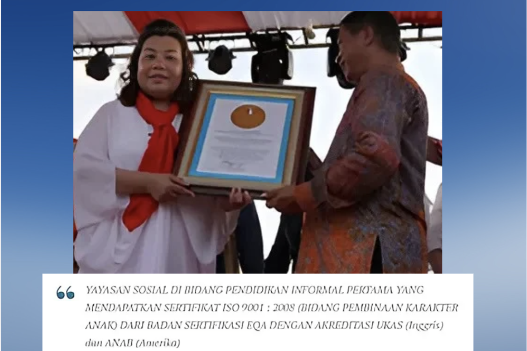 Yayasan Anak BBM Meraih Prestasi dari Lembaga Prestasi Indonesia Dunia – Tahun 2016